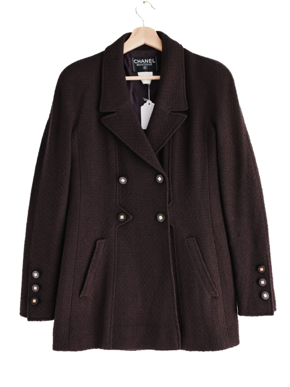 Vintage Chanel Boutique brown wool boucle jacket EU 36